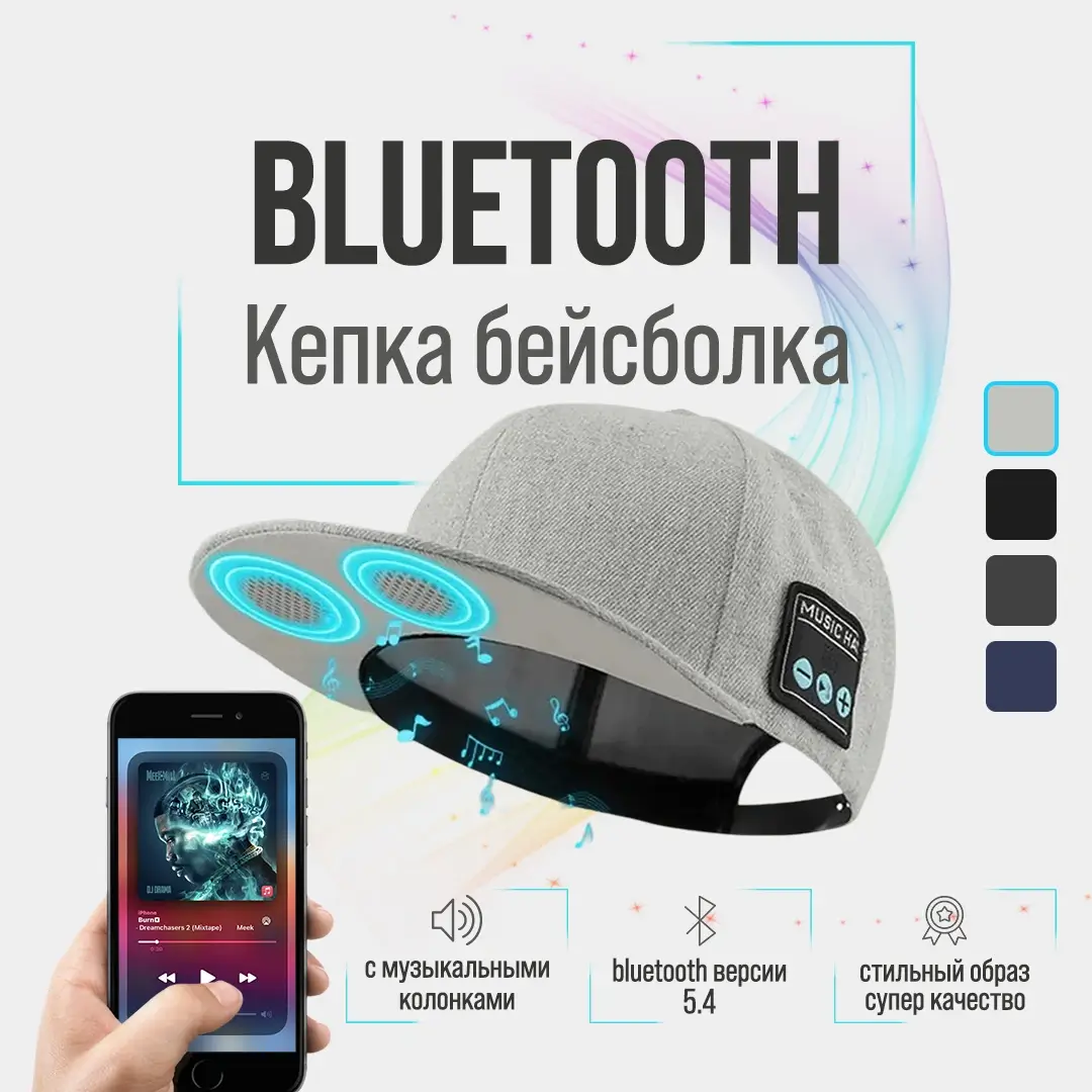 Bluetooth бейсболка с колонками и микрофоном